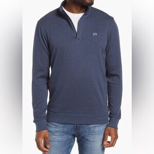 Travis Mathew Men's Cloud 2.0 Quarter-Zip Pullover Heather Blue